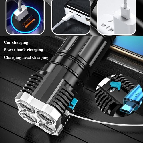Imagen 6 de 8 de Super Potente Linterna Led Táctica Recargable Usb