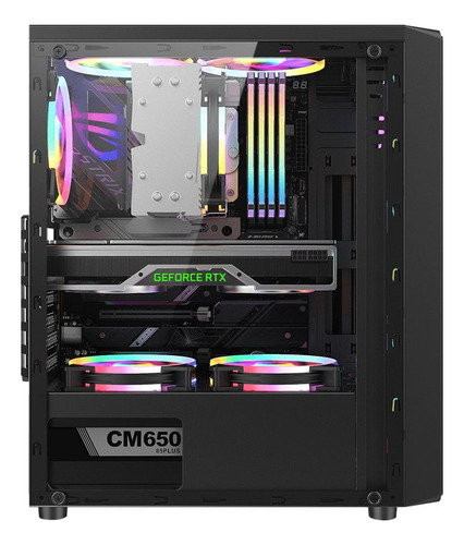 Gabinete Mid Tower Formula V Mana Negro 4 Fan Rgb
