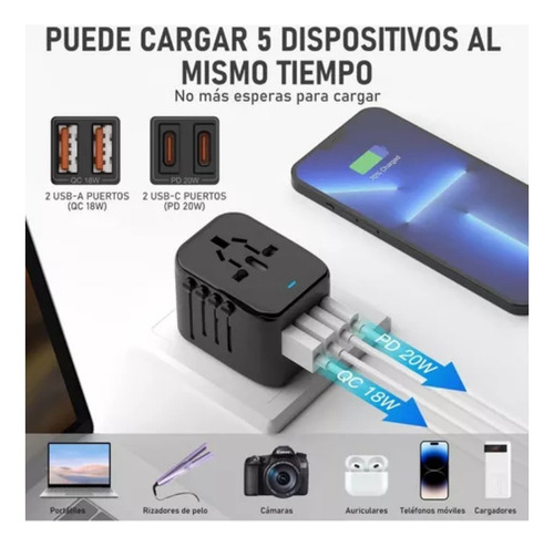 Adaptador Europeu, Adaptador Universal De Viagem, Carregador