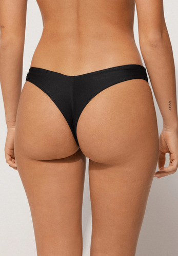 Oysho Parte Baja De Bikini Tanga Brasileña Corte V Negro Lisa M