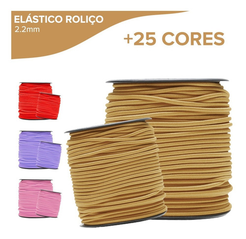 Elástico Roliço Colorido - 2,2mm - 50 Metros- Nybc Cor BRONZE - 267 Desenho do tecido Liso
