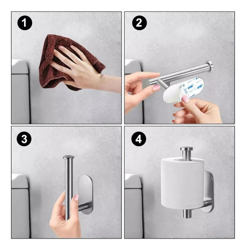 L, Suporte Para Papel Higiênico Autoadesivo Aço Inoxidável