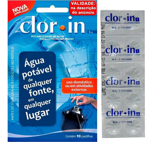 10 Pastilha Purificadora Clorin 10 Litros Água Potável