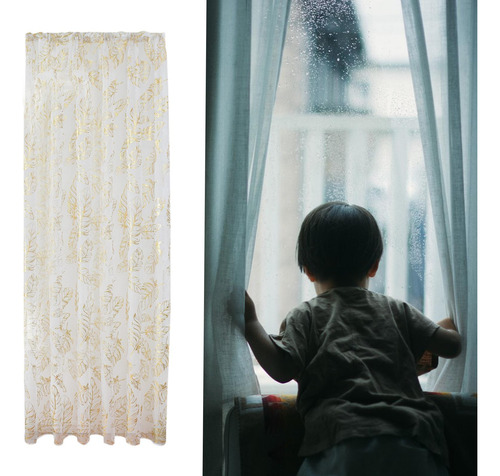 Cortina Transparente Para Ventana, 100 Cm X 200 Cm Oro