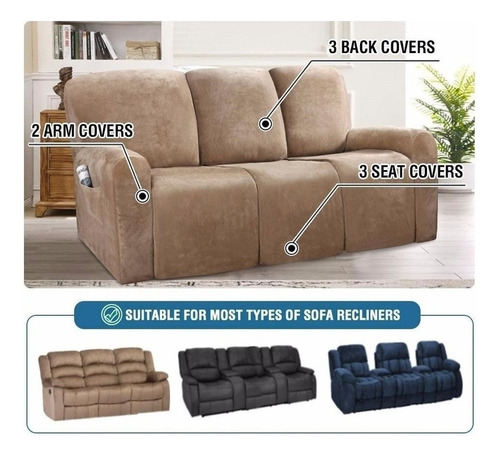 Fundas De Sillón Reclinable De Terciopelo Elástico