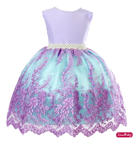 Vestido Infantil Social Daminha Princesa Sofia Aniversário Rapunzel Festa 1  A 3 Anos Luxo