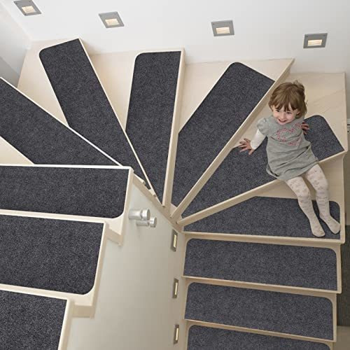 Alfombras Antidesliz Para Escaleras 15u 20x76cm Gris Osc