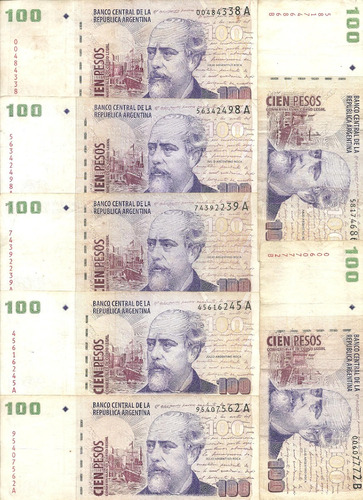 Siete Billetes 100 Pesos Convertibles  Distintos Botteros