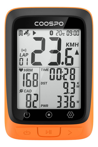 Computadora De Ciclismo Coospo Gps Bluetooth Ant Modelo Lcd Naranja
