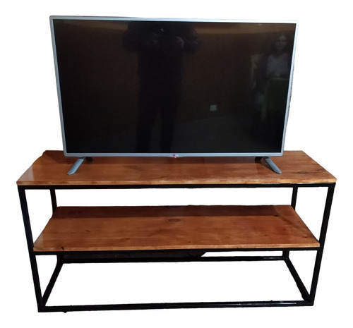 Mesa Para Tv Estilo Industrial, Hierro Y Madera