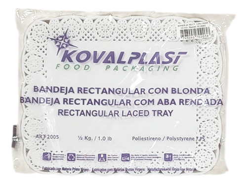 Bandeja Plástica Calada Blonda Rectangular 1/2kg 19x24cm 10u