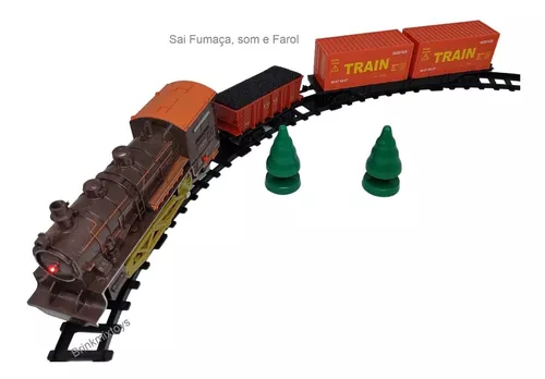 Trem locomotiva solta fumaça brinquedo 