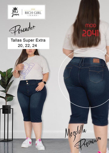 Jeans Pantalon Mezclilla Talla Extra 20-22 (44-48) Mujer 