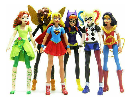 Fwefww 6pcs Dc Comics Super Hero Girls Harley Quinn Acción
