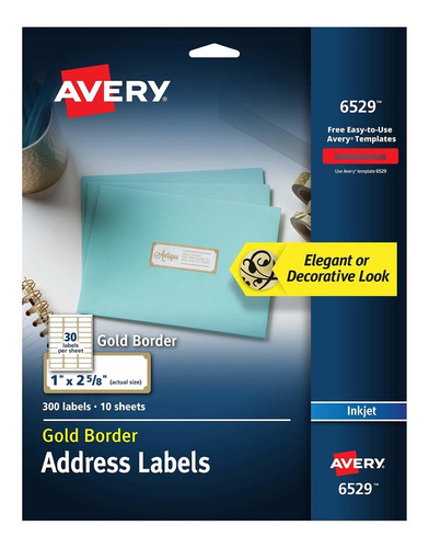 Avery Etiqueta Borde Dorado Para Impresora Inyeccion 1 8