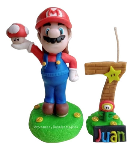 Vela Y Mario Bros En Porcelana Fria