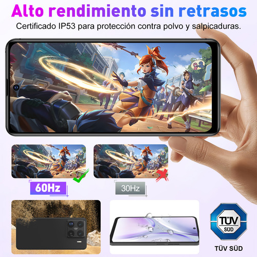 Celular 6.8 Screen Android Xnano 12 Sim Dual 4 Gb Ram 64 Gb Rom Hd + 60 Hz Phone Mobile Camera De 13+5 Mp Black, Big Battery Of 5000 Mah, Motopoco Incluye Adaptador, Color Negro