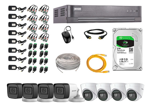 Kit 8 Cámaras Seguridad Hikvision Audio Incorporado Full Hd