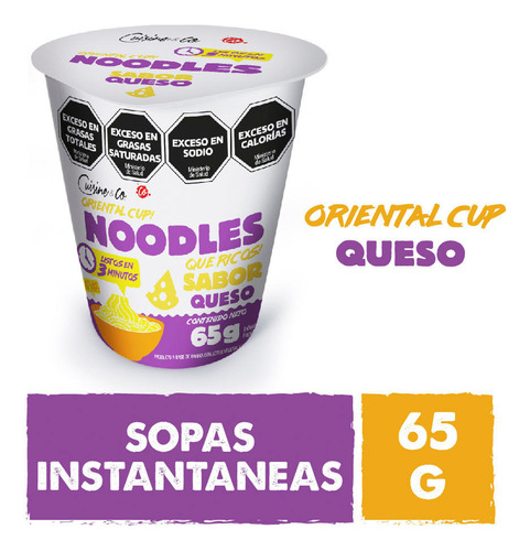 Fideos Oriental Cup Noodles Queso 65g + Sopa Cuisine & Co