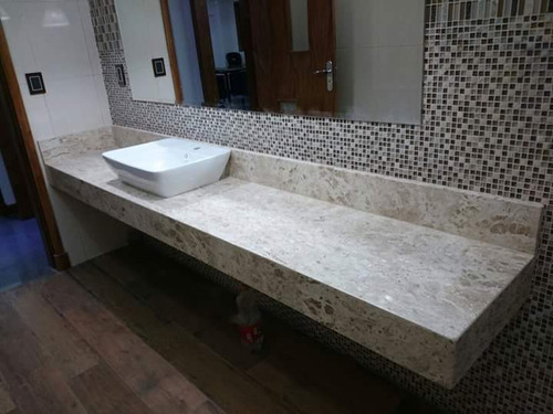Mesada De Baño En Marmol Travertino Beige
