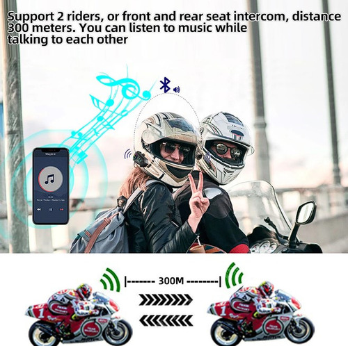 Intercomunicador Moto Bluetooth Casco Audifono Inalambrico