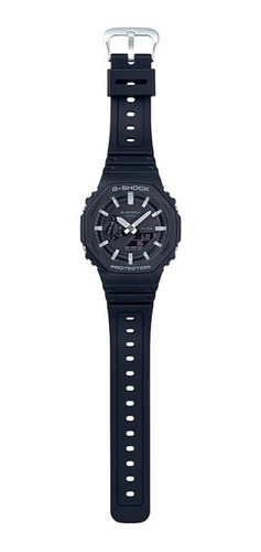 Imagen 2 de 2 de Reloj de pulsera Casio G-Shock GA-2100 de cuerpo color negro, analógico-digital, para hombre, fondo negro, con correa de resina color negro, agujas color gris y blanco, dial gris, subesferas color negro, minutero/segundero negro, bisel color negro y gris, luz blanco y hebilla simple