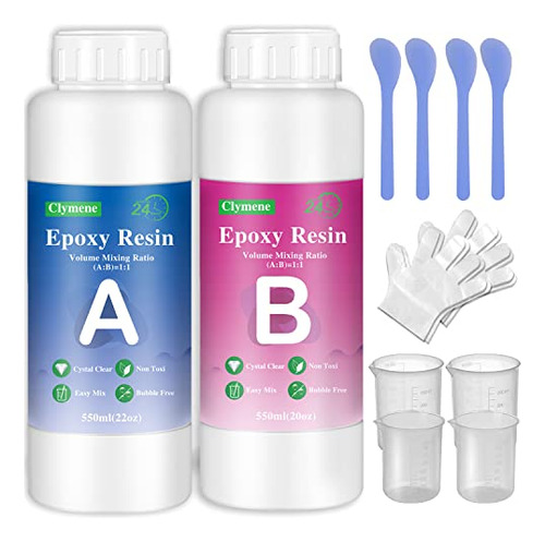 Kit De Resina Epoxi, 42 Oz / 1100 Ml Resina Epoxi Trans...
