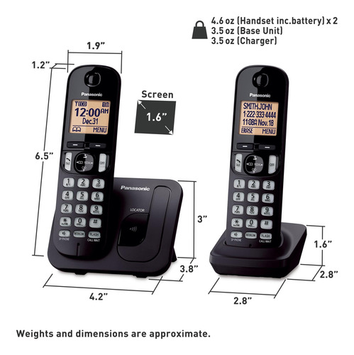 Teléfono Inalámbrico Panasonic Kx-tgc202b Con Pantalla De 1.