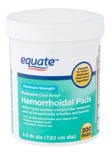 Almohadillas Hemorroides C/200 Tipo Tucks - Equate, American