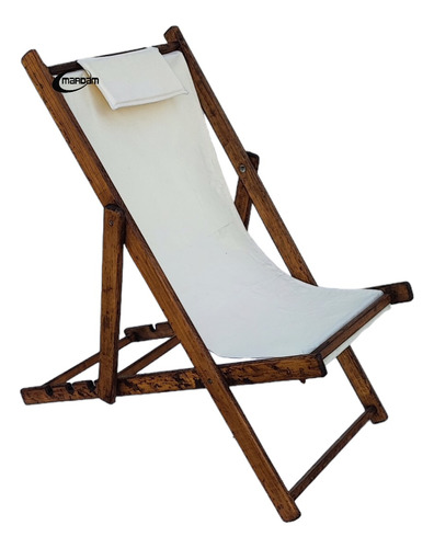 Silla De Playa Jardin Plegable Madera Rustico Y Tela Mardam