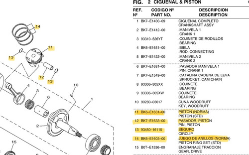 Cilindro + Kit Pistón Original Para Yamaha R15 V3, V4 Y Mt15