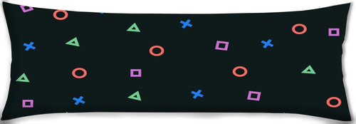 Cojin Almohada Larga Botones Figuras Fondo Negro 35x100cm