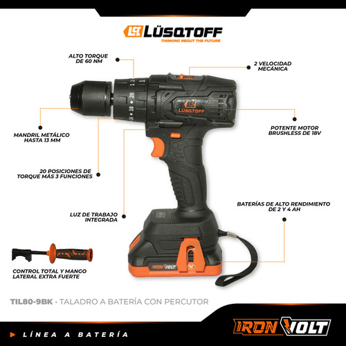 Taladro A Batería Black Series Lüsqtoff Til80-9bk Negro