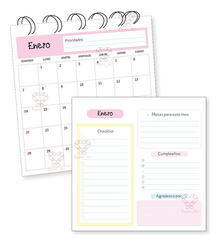 Kit Imprimible Calendarios 2024 Planner Editable