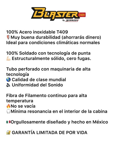 Mofle Resonador Deportivo Blaster Sirrush. Inox R5 X 8, 2.5