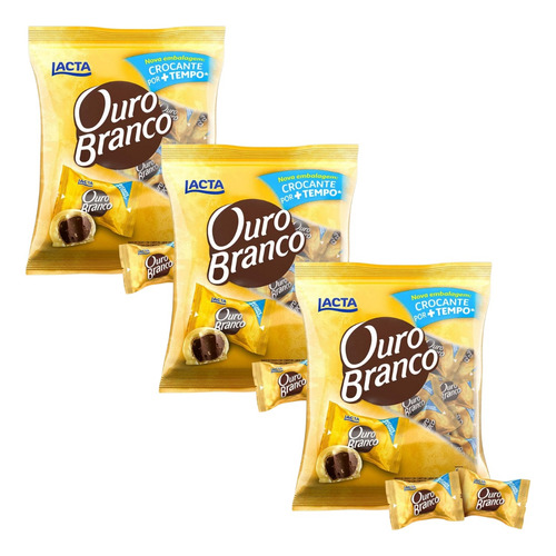 Kit 3 Sacos De Bombom Ouro Branco Recheio De Chocolate