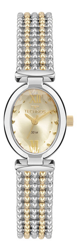 Relógio Technos Feminino Mini Joia - 2035mzj/1d Correia Bicolor Bisel Dourado