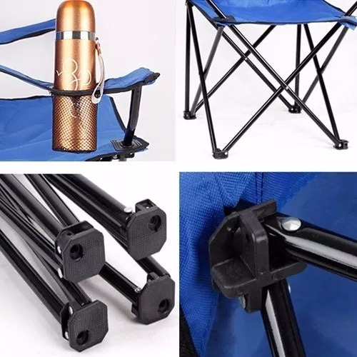 Silla Director Camping Apoyabrazo Porta Vaso Bolso Azul Iael