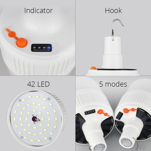 Foco Solar Colgante Lampara Recargable 20w