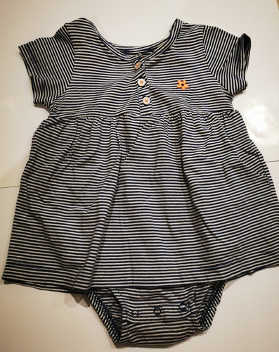 Vestido Carter´s Azul Con Rayitas, 12 Meses, 100% Algodón