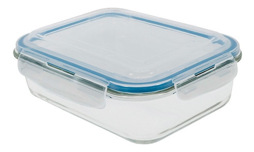 Pote De Vidro Retangular 1520 Ml C/ Tampa Transparente Oikos Cor Água