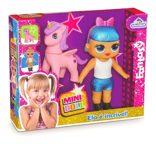 Boneca Mini Doll Fantasy Com Unicórnio Meninas