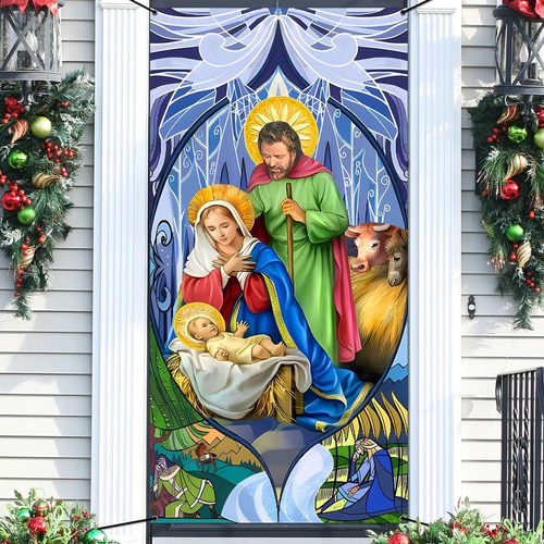 Decorações De Natal Capa De Porta De Natal Presépio