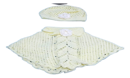 Conjunto De Capa Y Poncho Para Bebé Tejido A Crochet (0 - 3)
