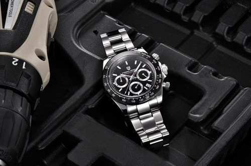 Relógio Pagani Design Pd-1644 Analógico Quartzo Preto Prateado Preto