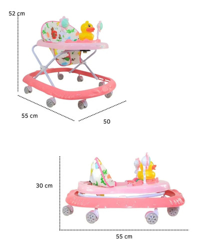 Andadera Para Bebe Confety World Musical Patulin Rosa Rosa