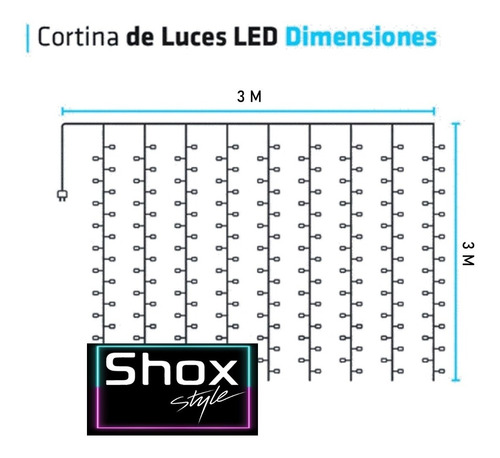Imagen 3 de 9 de Cortina Lluvia 320 Luces Led Blanco Calido 8 Efectos Palermo
