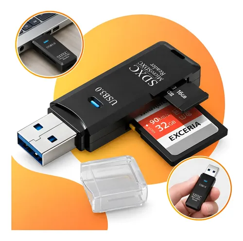 Leitor De Cartão Usb 3.0 Adaptador Micro Sd/sdxc 5gbps Preto