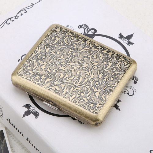 Caja De Cigarrillos De Metal De Bronce Retro Soporte De