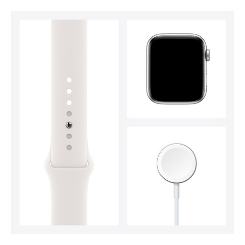 Imagen 8 de 9 de Apple Watch SE (GPS, 44mm) - Caja de aluminio color plata - Correa deportiva Blanca